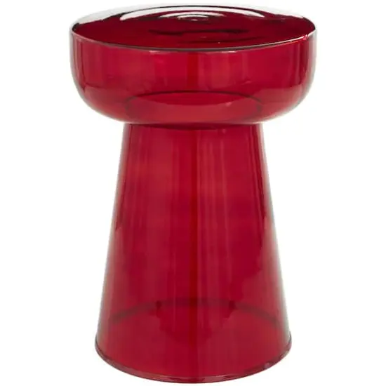 20" Glass Modern Side End Accent Table Red {1}