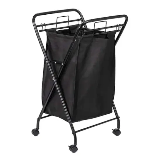 Household Essentials Rolling Laundry Hamper Black {3}