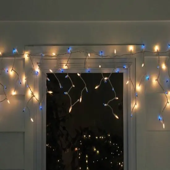 150ct. Blue & Clear Mini Icicle Christmas String Lights Set {4}