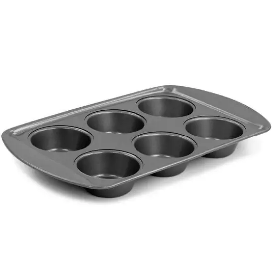 Gibson Baker's Friend Gray 6 Cup Nonstick Steel Muffin Pan {3}
