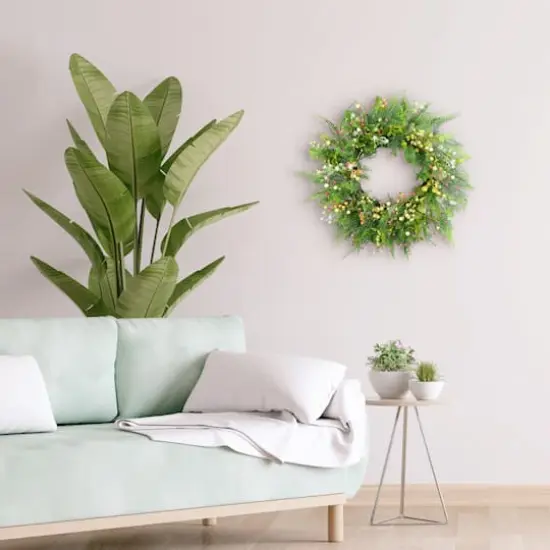 26" Artificial Fern & Berry Spring Wreath {5}