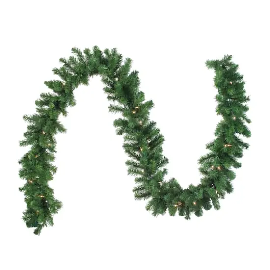 9ft. Clear Dura Lit&reg; Lighted Oak Creek Pine Garland {1}