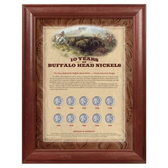 10 Years of Buffalo Nickels - Wood Frame {1}