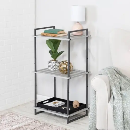 Honey Can Do Gray Tones 3-Tier Tubular Metal Shelf {3}