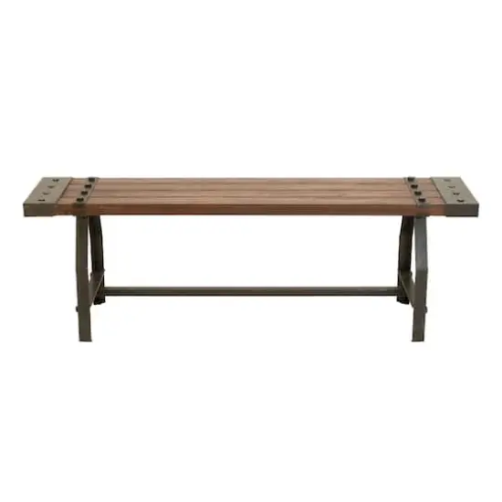 Brown Iron & Wood Industrial Bench {1}