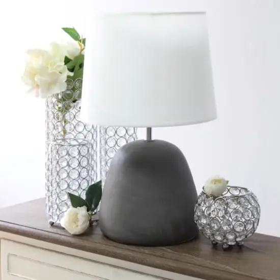 Simple Designs&trade; 17" Round Concrete Table Lamp White {5}