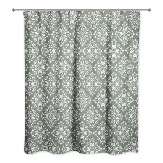 Leafy Medallions Shower Curtain Sage {3}