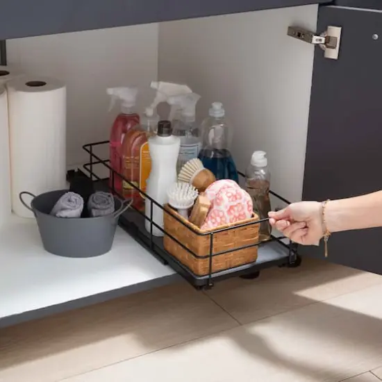 Organize It All Matte Black Slide Out Shelf Organizer {4}