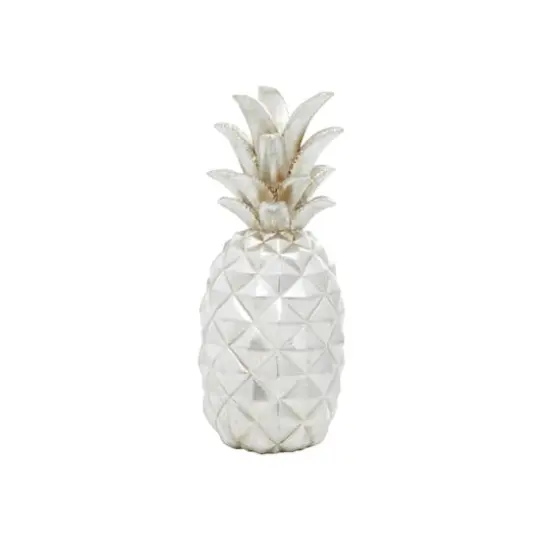 Silver Polystone Traditional Decorative Pineapple, 14" x 6" x 6" {1}
