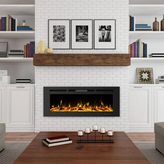 Hastings Home 60" Black Wall Mount Electric Fireplace {3}