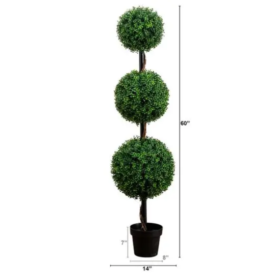 5ft. Potted Artificial Triple Ball Boxwood Topiary Tree {6}