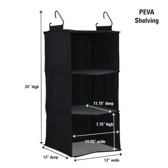 Household Essentials 3 Shelf Hanging Closet Organizer Black {5}
