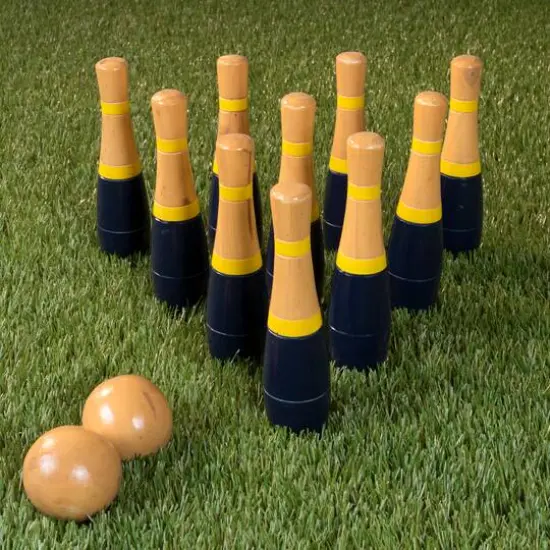 Toy Time Lawn Bowling & Skittle Ball Game Navy Blue {9}