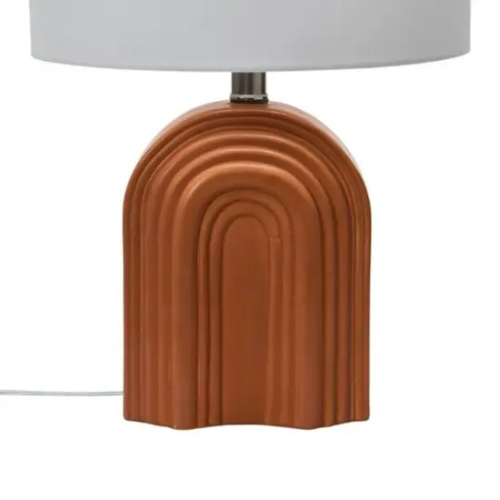 Hello Honey® 19" Carved Arch Stoneware Table Lamp with Linen Drum Shade Terracotta {9}
