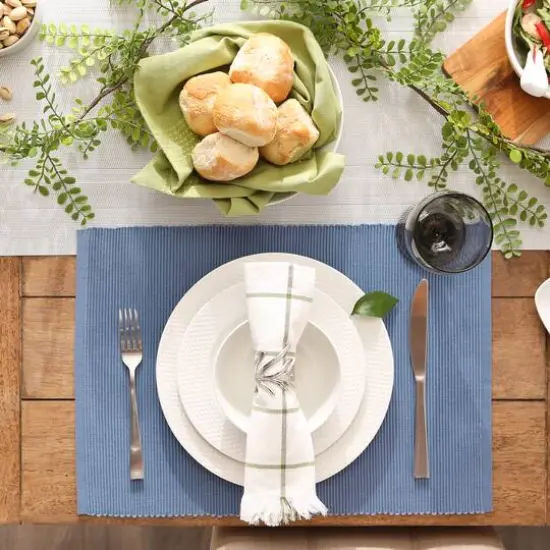 DII&reg; Ribbed Cotton Placemats, 6ct. Stonewash Blue {6}
