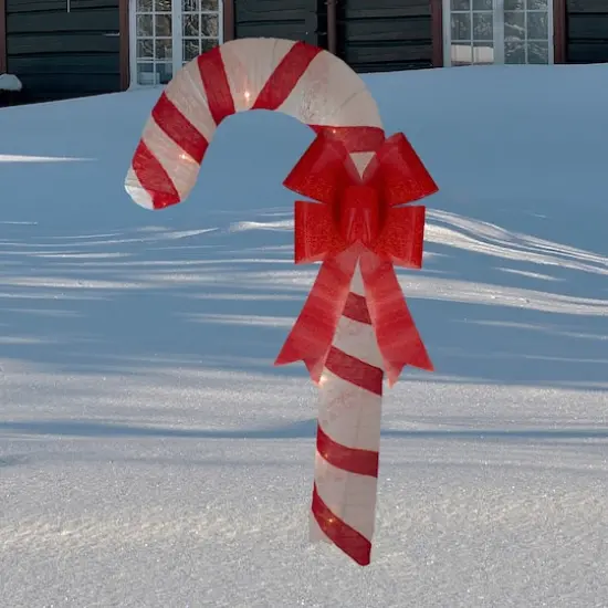 6ft. Pre-Lit Red & White Glitter Candy Cane Christmas Outdoor D&eacute;cor {3}
