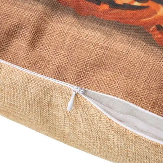 Glitzhome&reg; Faux Burlap Happy Halloween Pumpkin Pillow {7}