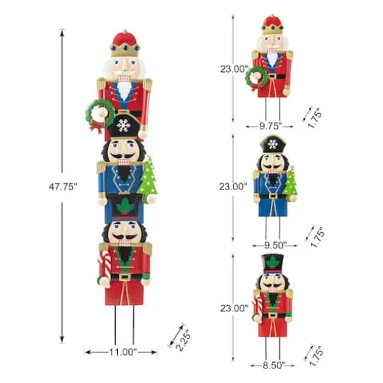 Glitzhome&reg; Metal Nutcracker Yard Stake/D&eacute;cor Accent Set {9}