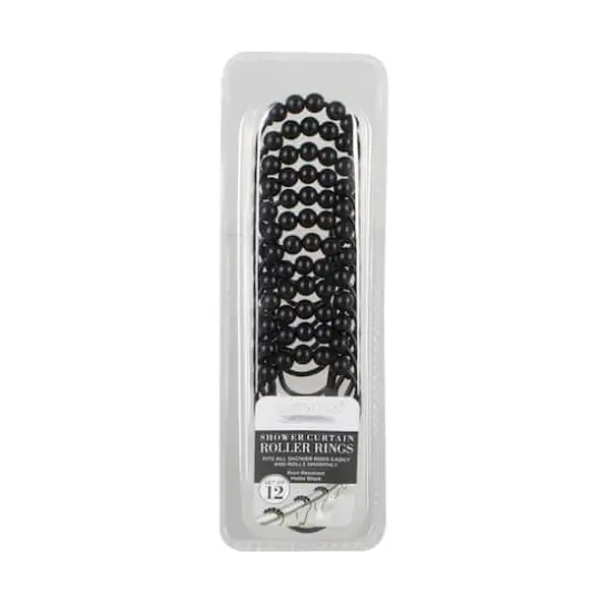 Bath Bliss Matte Black 12 Piece Shower Curtain Rings {1}