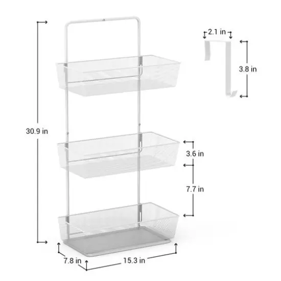 NEX&trade; 15" Over the Door Basket Organize White {4}
