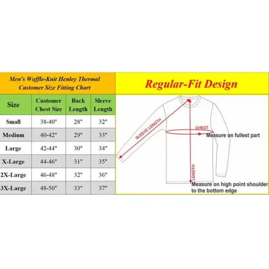 Men's Long Sleeve Waffle-Knit Thermal Henley Shirt 2 Pack Black/Heather Medium Blue {3}