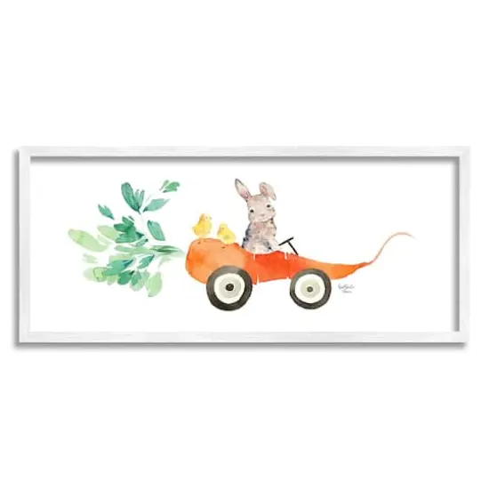 Stupell Industries Spring Rabbit Chicks Riding Seasonal Carrot Wagon Framed Giclee Art White {1}