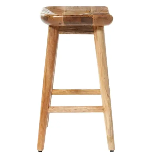 Brown Wood Contemporary Stool, 24" x 17" x 14" {3}