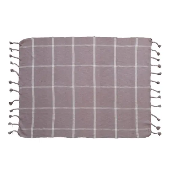 Hello Honey&reg; Lilac Grid Throw Blanket with Tassels {1}