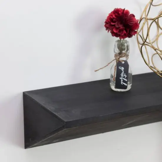 Large Black Wedge Wood Floating Wall Shelf {5}