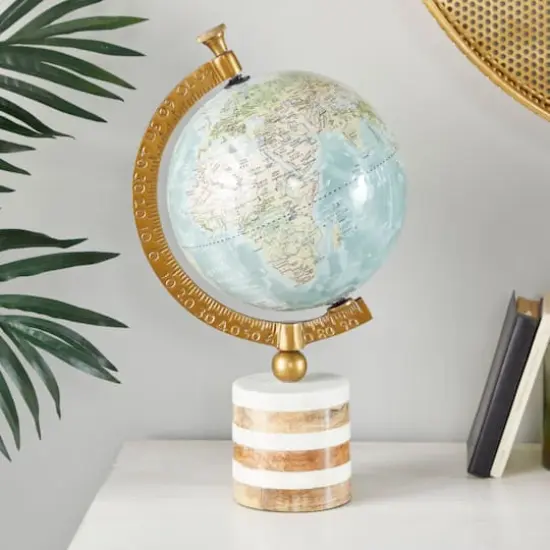 16" Blue Ceramic & Metal Coastal Globe {16}