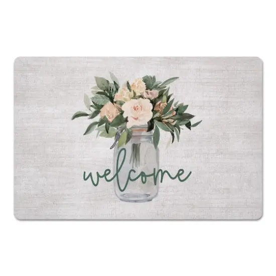 Welcome Jar of Flowers Floor Mat {1}