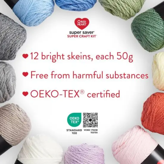 Red Heart&reg; Super Saver&reg; 12 Skein Super Craft Yarn Kit Pastels {6}