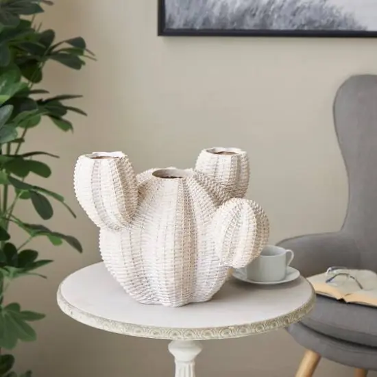 Cream Resin Cactus Textured Planter {3}