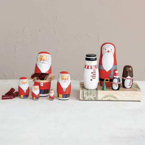 Hello Honey&reg; Wood Holiday Icon Nesting Doll Set {3}