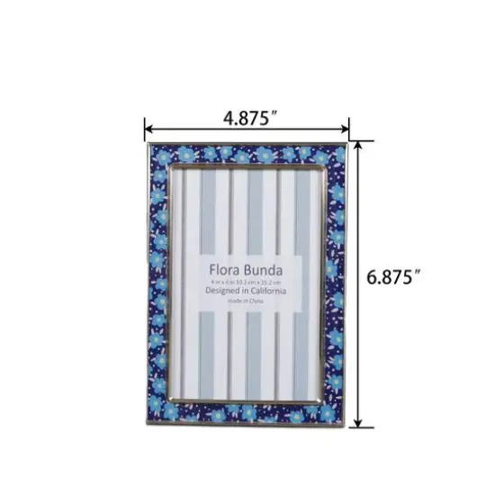Flora Bunda 4" x 6" Blue Floral Aluminum Picture Frame {4}