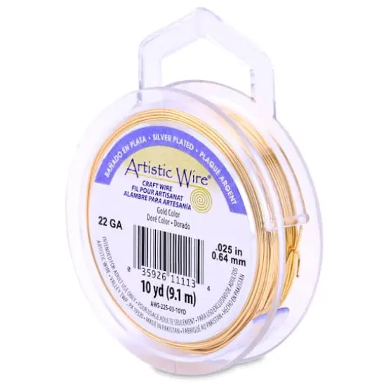 Artistic Wire&reg; 22 Gauge Silver Plated Tarnish Resistant Colored Copper Craft Wire, 10yd. Gold {1}