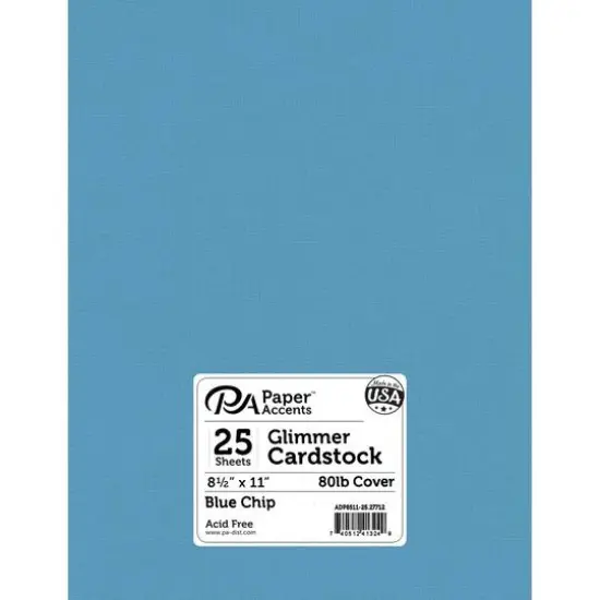 PA Paper&trade; Accents Glimmer 8.5" x 11" Cardstock, 25 Sheets Soft Blue {2}