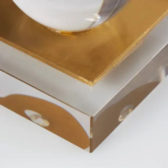 6" Clear Crystal Fruit Apple Bookends with Gold Leaves Set {8}