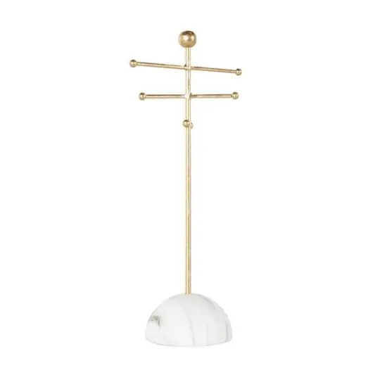 13" Gold Metal 6-Slot Jewelry Stand with White Base {9}