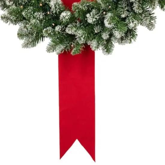 6.5ft. Pre-Lit Flocked Wreaths on Red Ribbon Christmas Decoration {3}