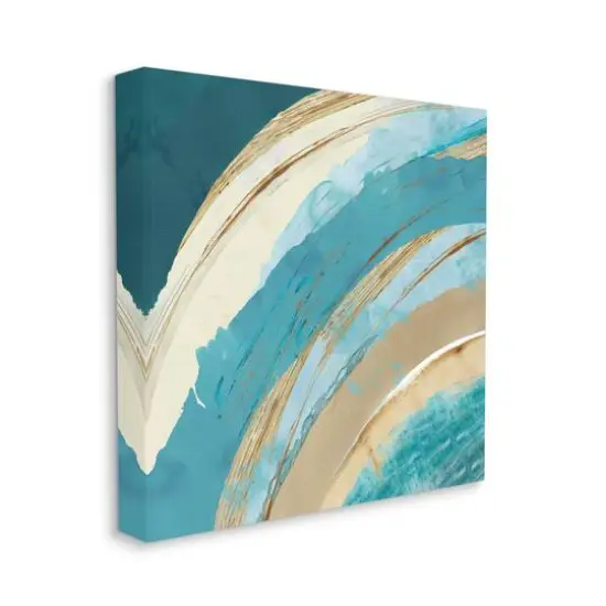 Stupell Industries Blue Wave Rainbow Abstract Canvas Wall Art  {1}