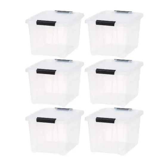 IRIS&reg; 20.5qt. Buckled Clear Boxes with Clear Buckle Lids, 6ct. {7}