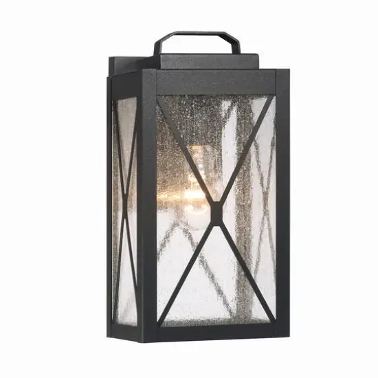 Hello Honey&reg; Charleston Matte Black Farmhouse Rectangular Metal & Glass Wall Mounted Outdoor Light {7}