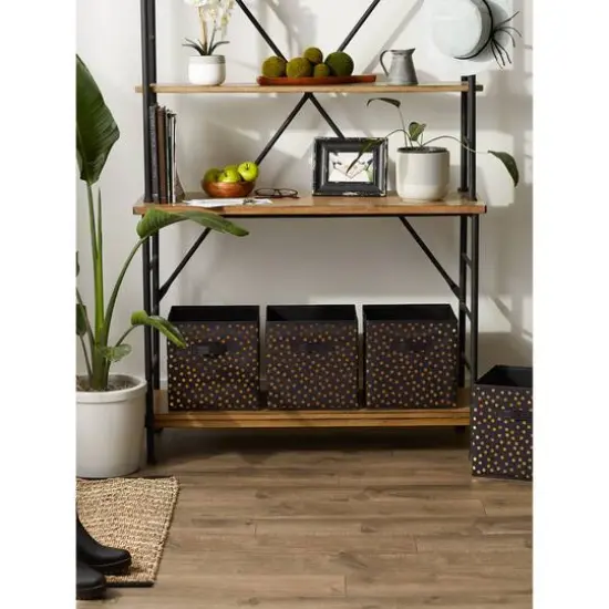 DII® 11" Nonwoven Polyester Small Dots Storage Cubes, 4ct. Black/Gold {5}