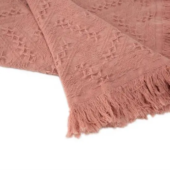 Glitzhome&reg; Coral Pink Grid Cotton Woven Throw {7}