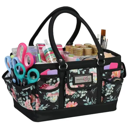 Everything Mary Black & Floral Deluxe Store & Tote Craft Organizer {8}