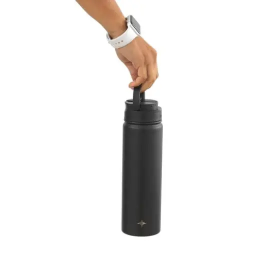 JoyJolt® 22oz. Triple Insulated Water Bottle with Flip Lid & Sport Straw Lid Black {8}