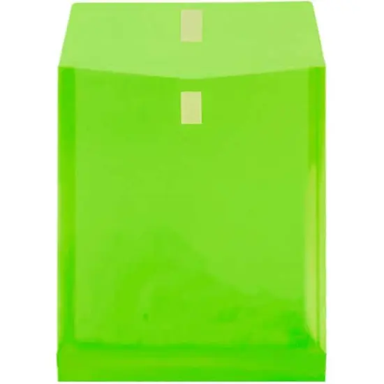 JAM Paper VELCRO&reg; Closure 9.75" x 11.75" Expandable Open End Envelopes, 12ct. Lime Green {4}