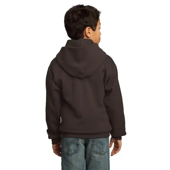 Port & Company&reg; Colors Youth Core Fleece Pullover Hooded Sweatshirt Dark Chocolate Brown {5}