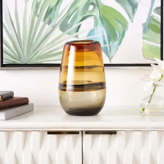 9" Orange Ombre Glass Vase {5}